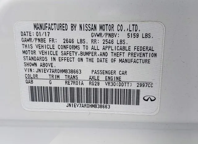 JN1EV7AR0HM838663 2017 2017 Infiniti Q50- 3-0T Signature Edi 9