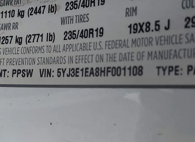 5YJ3E1EA8HF001108 2017 2017 Tesla Model 3 9