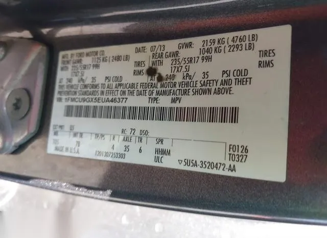 1FMCU9GX5EUA46377 2014 2014 Ford Escape- SE 9