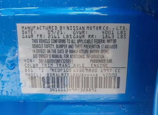 3N1AB8DV9MY328891 2021 2021 Nissan Sentra- Sr Xtronic Cvt 9