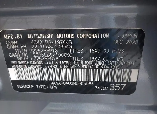 JA4ARUAU3RU005986 2024 2024 Mitsubishi Outlander- Sport 2-0 9