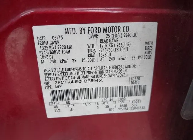 2FMTK4J92FBB59455 2015 2015 Ford Edge- Sel 9