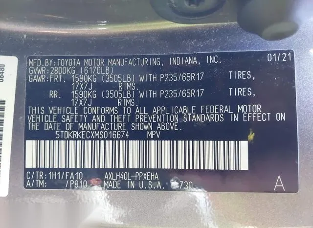 5TDKRKECXMS016674 2021 2021 Toyota Sienna- LE 9