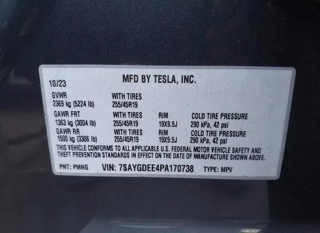 7SAYGDEE4PA170738 2023 2023 Tesla Model Y- Awd/Long Range D 9