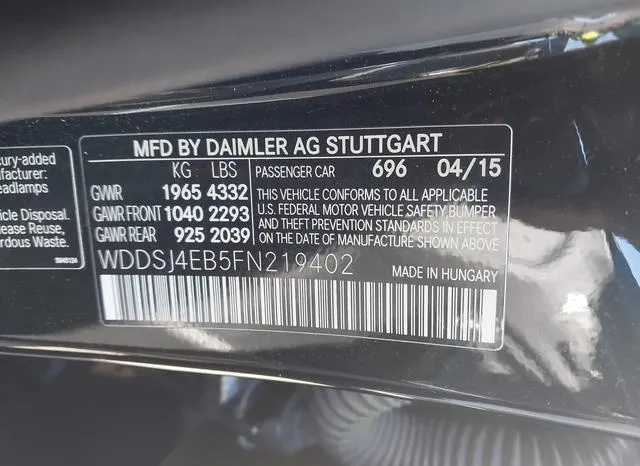 WDDSJ4EB5FN219402 2015 2015 Mercedes-Benz CLA 250 9