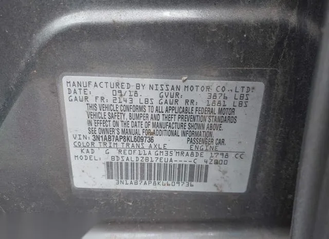 3N1AB7AP8KL609736 2019 2019 Nissan Sentra- SV 9