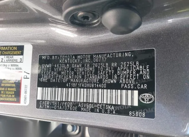 4T1BF1FK0HU814400 2017 2017 Toyota Camry- SE 9