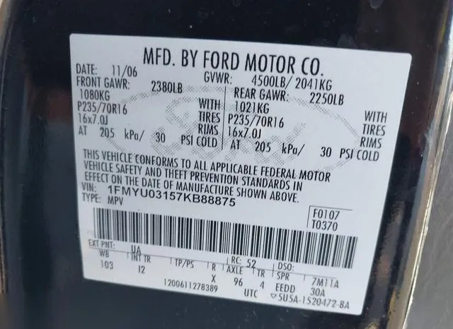 1FMYU03157KB88875 2007 2007 Ford Escape- Xlt/Xlt Sport 9