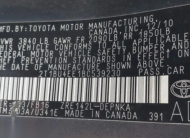 2T1BU4EE1BC539230 2011 2011 Toyota Corolla- LE 9