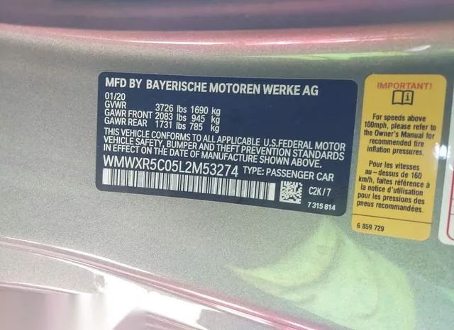 WMWXR5C05L2M53274 2020 2020 Mini Hardtop- Cooper S 9