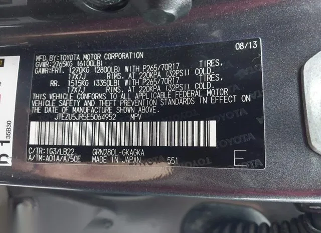 JTEZU5JR5E5064952 2014 2014 Toyota 4runner- Limited/Sr5/Sr5 9