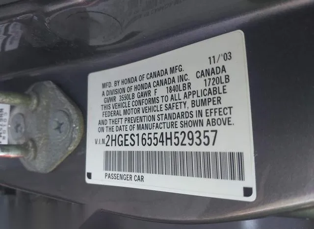 2HGES16554H529357 2004 2004 Honda Civic- LX 9