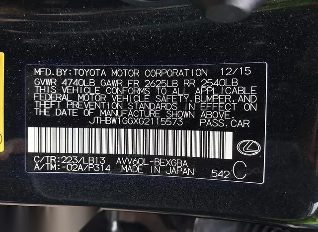 JTHBW1GGXG2115573 2016 2016 Lexus ES- 300H 9