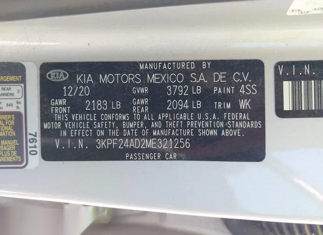 3KPF24AD2ME321256 2021 2021 KIA Forte- Lxs 9