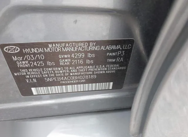 5NPEB4AC0BH028189 2011 2011 Hyundai Sonata- Gls 9