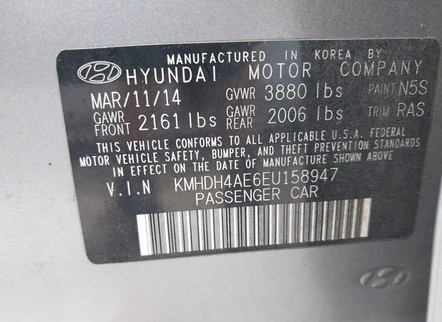 KMHDH4AE6EU158947 2014 2014 Hyundai Elantra- SE 9