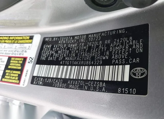 4T1G11AKXRU864329 2024 2024 Toyota Camry- SE 9