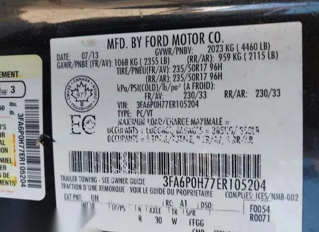 3FA6P0H77ER105204 2014 2014 Ford Fusion- SE 9