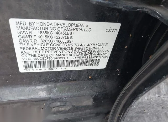 19UDE2F80NA006301 2022 2022 Acura ILX- Premium   A-Spec Pac 9