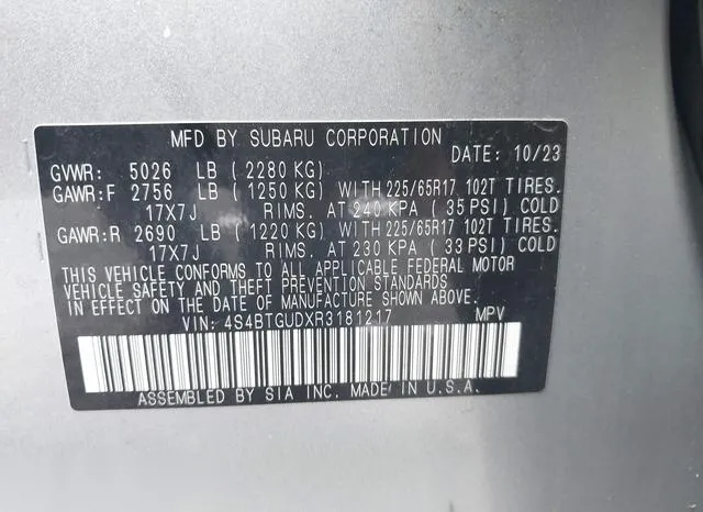 4S4BTGUDXR3181217 2024 2024 Subaru Outback- Wilderness 9