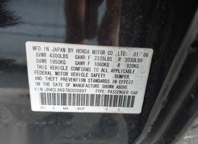 JH4CL96978C020897 2008 2008 Acura TSX 9