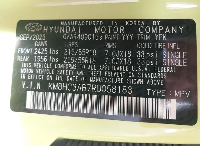 KM8HC3AB7RU058183 2024 2024 Hyundai Kona- Sel 9