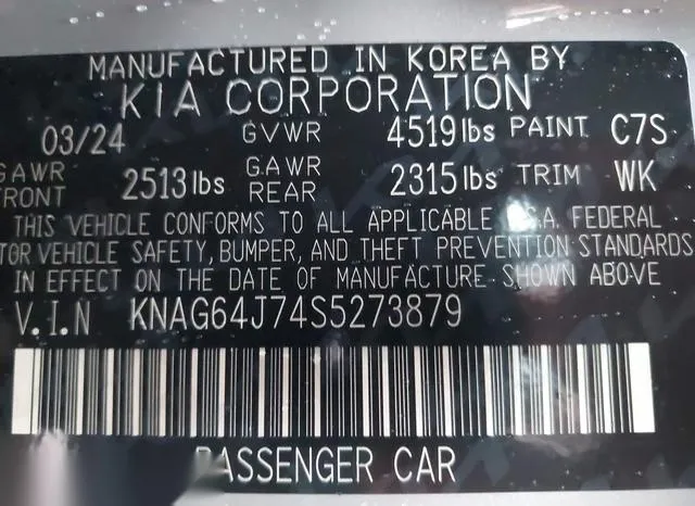 KNAG64J74S5273879 2025 2025 KIA K5- Gt-Line 9