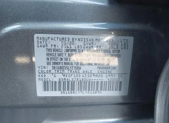 3N1AB8CV9LY215894 2020 2020 Nissan Sentra- Sv Xtronic Cvt 9