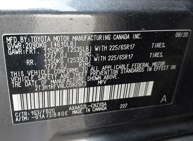 2T3H1RFV8LC082973 2020 2020 Toyota RAV4- LE 9