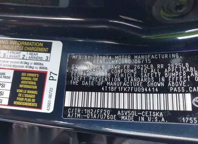 4T1BF1FK7FU094414 2015 2015 Toyota Camry- SE 9