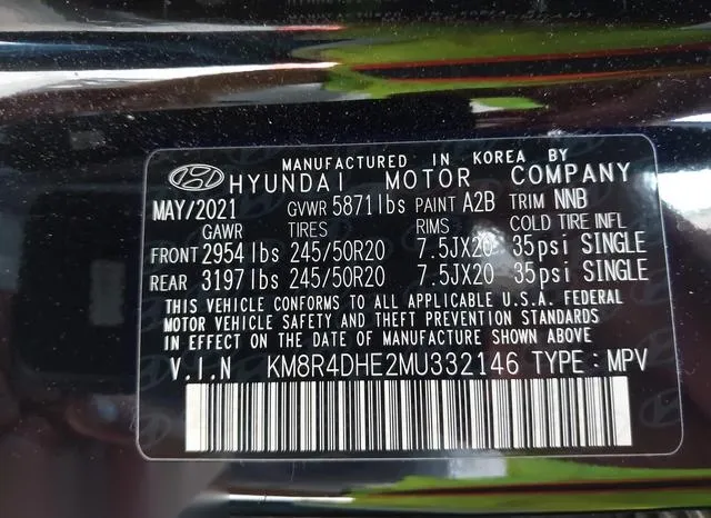 KM8R4DHE2MU332146 2021 2021 Hyundai Palisade- Sel 9