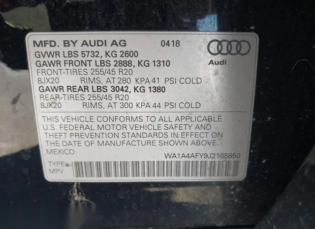 WA1A4AFY9J2165850 2018 2018 Audi SQ5- 3-0T Premium Plus 9