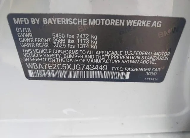 WBA7E2C5XJG743449 2018 2018 BMW 7 Series- 740I 9