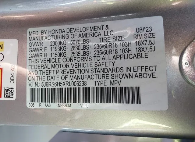 5J6RS6H5XRL006298 2024 2024 Honda CR-V- Hybrid Sport 9