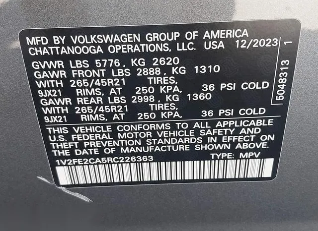 1V2FE2CA5RC226363 2024 2024 Volkswagen Atlas- Cross Sport 2 9