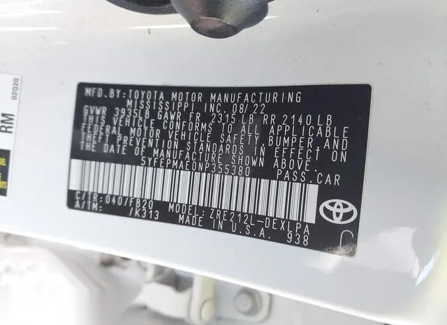 5YFEPMAE0NP355380 2022 2022 Toyota Corolla- LE 9