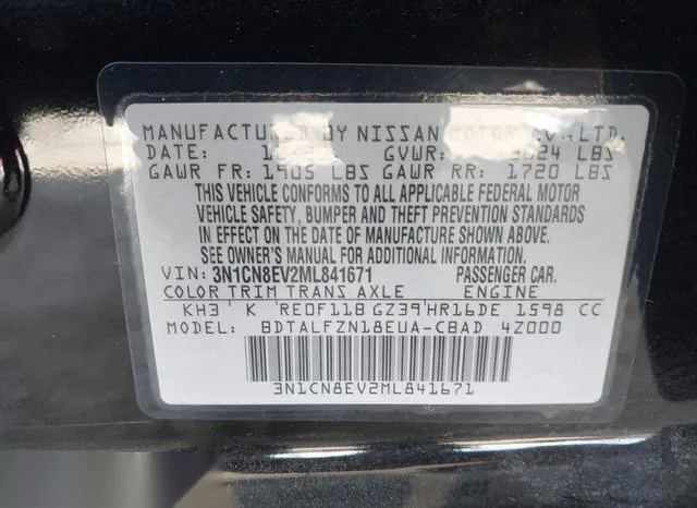 3N1CN8EV2ML841671 2021 2021 Nissan Versa- Sv Xtronic Cvt 9