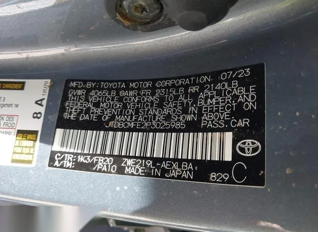 JTDBCMFE2P3025985 2023 2023 Toyota Corolla- Hybrid Le 9