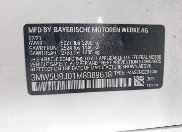 3MW5U9J01M8B89618 2021 2021 BMW 3 Series- M340I Xdrive 9