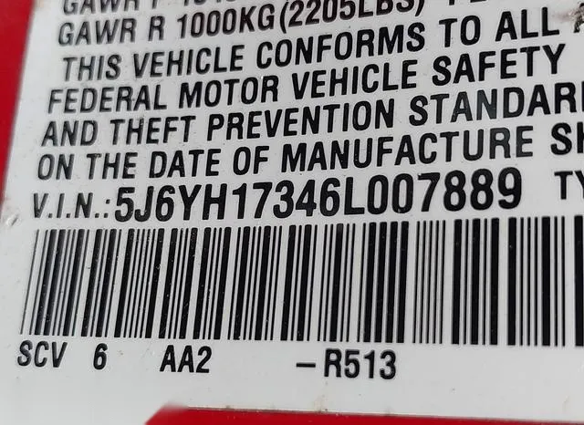 5J6YH17346L007889 2006 2006 Honda Element- LX 9