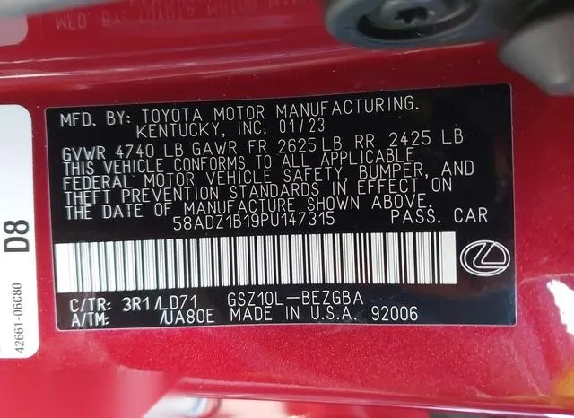 58ADZ1B19PU147315 2023 2023 Lexus ES- 350 9