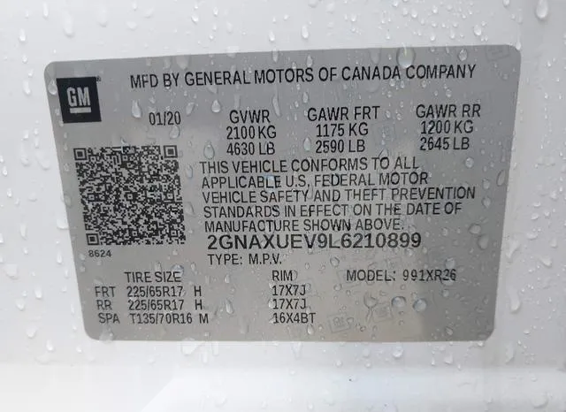 2GNAXUEV9L6210899 2020 2020 Chevrolet Equinox- Awd Lt 1-5L 9