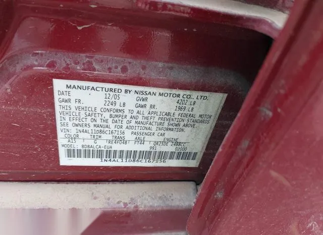 1N4AL11D86C167156 2006 2006 Nissan Altima- 2-5 S 9