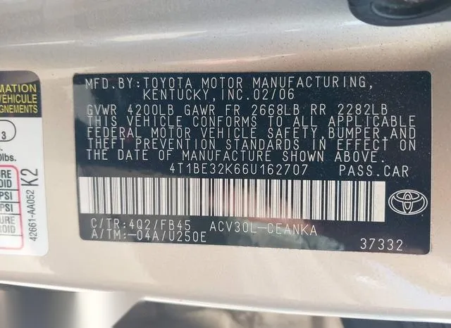 4T1BE32K66U162707 2006 2006 Toyota Camry- LE 9