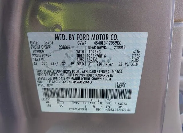 1FMCU93Z98KA82046 2008 2008 Ford Escape- Xlt 9