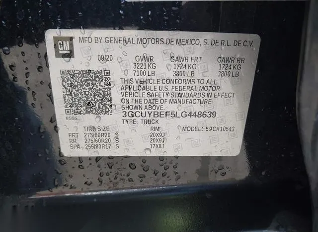 3GCUYBEF5LG448639 2020 2020 Chevrolet Silverado 1500- 4Wd  S 9