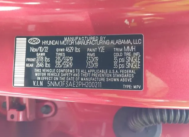 5NMJF3AE2PH200211 2023 2023 Hyundai Tucson- Sel 9