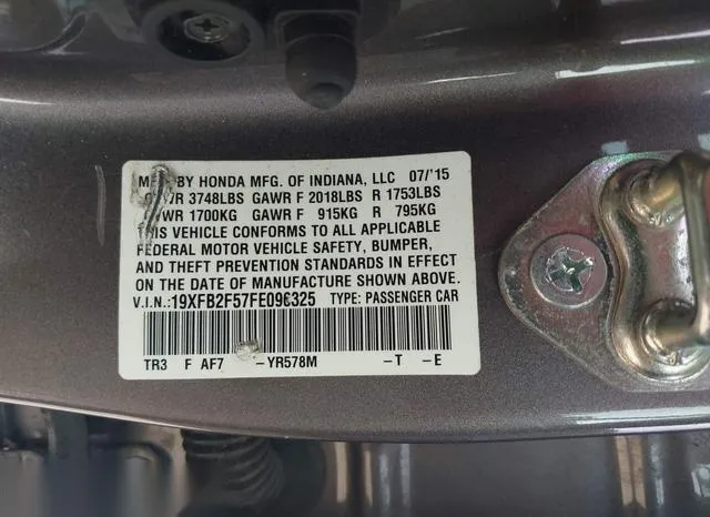 19XFB2F57FE096325 2015 2015 Honda Civic- LX 9