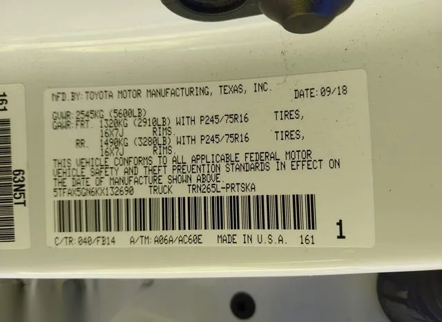 5TFAX5GN6KX132690 2019 2019 Toyota Tacoma- SR 9