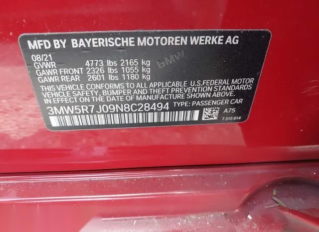 3MW5R7J09N8C28494 2022 2022 BMW 3 Series- 330I Xdrive 9